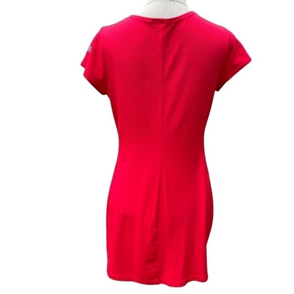 Nautica Vintage Y2K Red Jersey Knit Short Sleeve Mini Shirt Dress - Picture 2 of 11